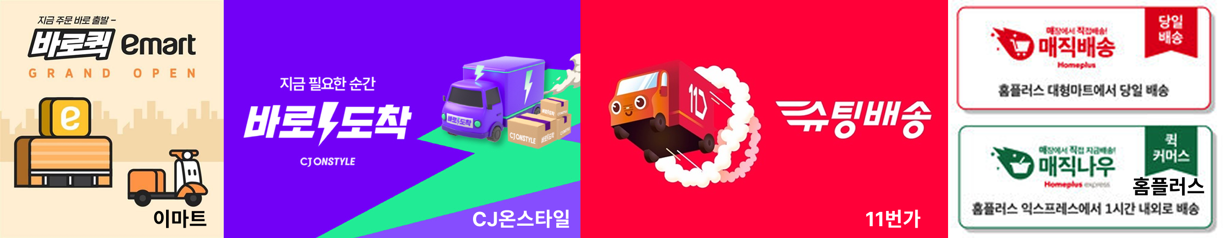 배송 경쟁, 당일 배송, 하루 배송, 퀵커머스, 1시간, 불같은 경쟁, 택배, 경쟁업체, 이커머스, 리테일, 물류, 운송, 택배기사, GS, 11번가, ssg, 이마트, 편의점, 마트, CJ온스타일, 홈플러스