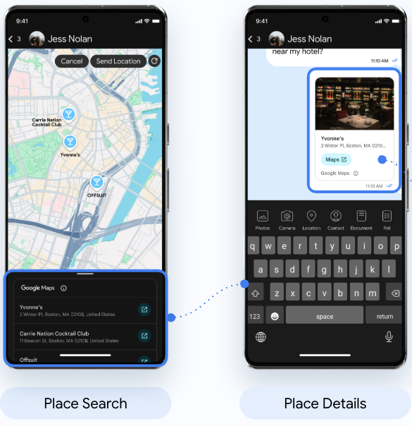 Google Maps Platform Places UI Kit로 장소 데이터를 소셜서비스에 적용하는 개념 이미지